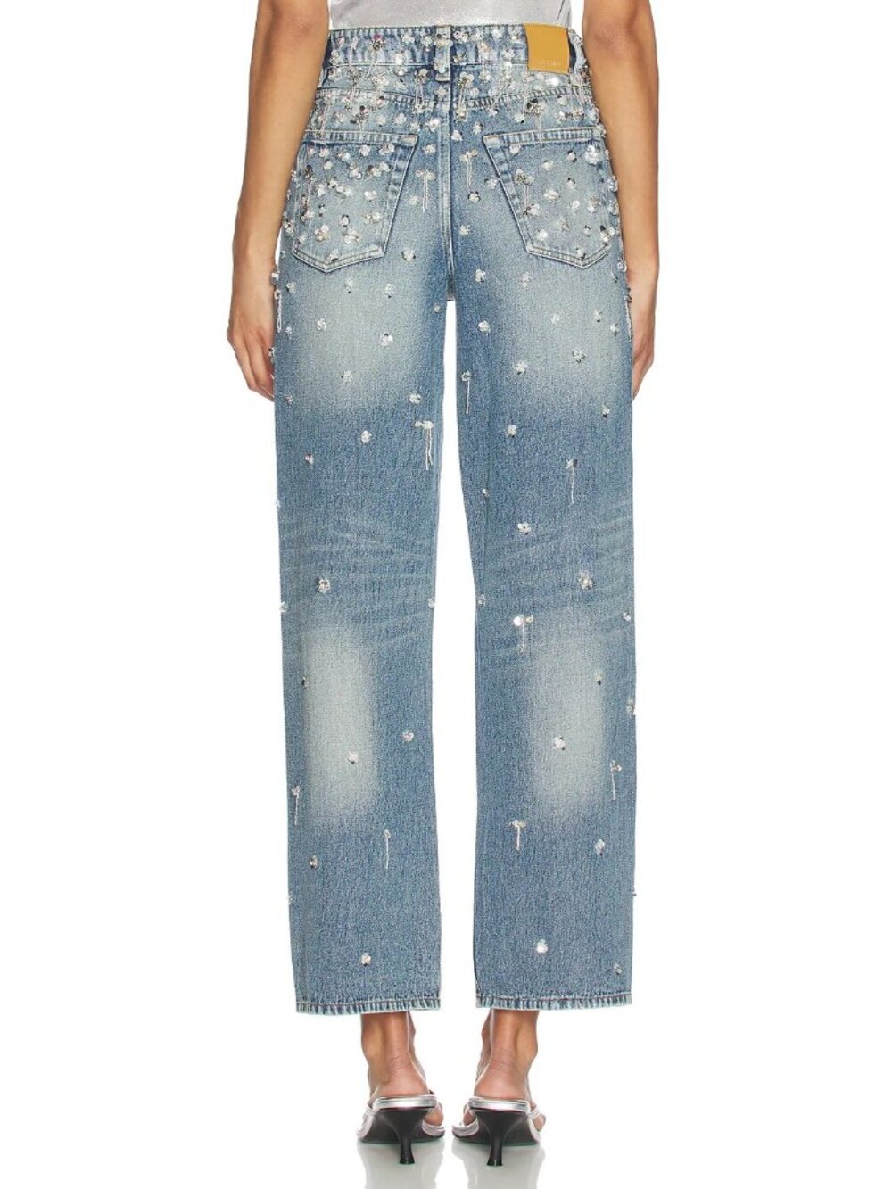 NEW Simkhai $695 Zealand Jeans Hollywood Blue Crystal Embellished Sequin Bling - Picture 3 of 16